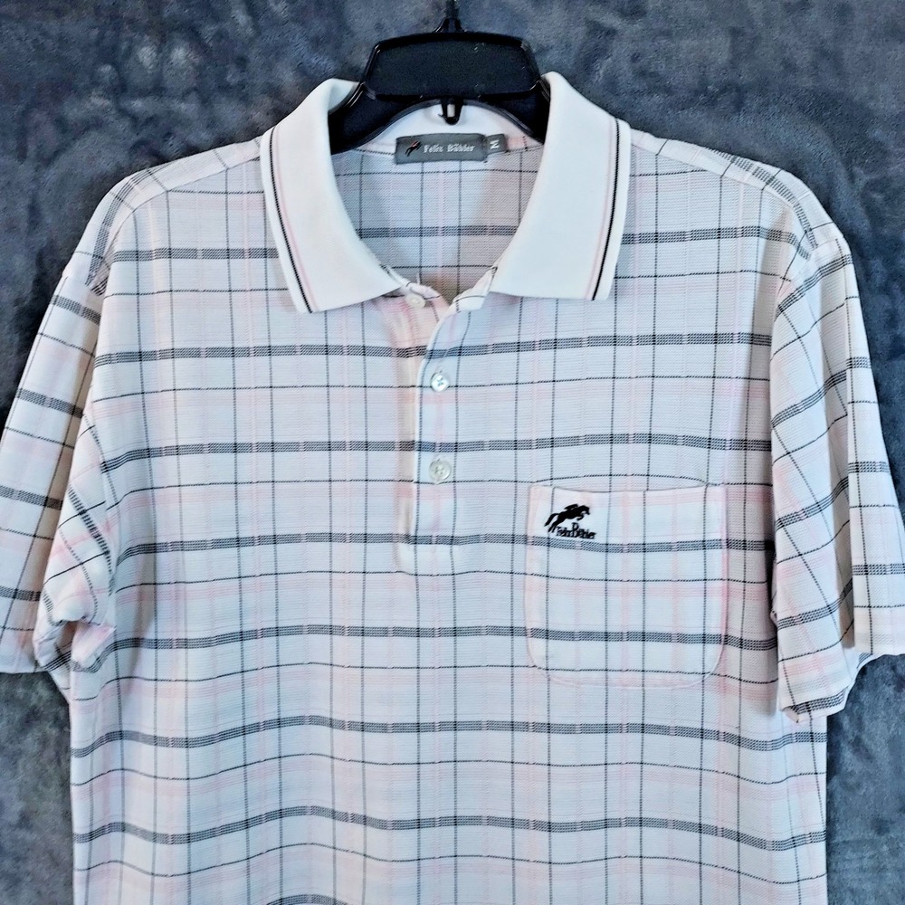 FELIX BUHLER  Polo Men's Medium Fits Small  Logo Equestrian Polo Pink White Read